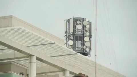Satellite dishes from the tower in Dublin Stock Footage