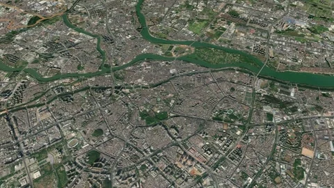Satellite Dongguan map background loop. Spinning around China city air foot.. Vidéo 260165991