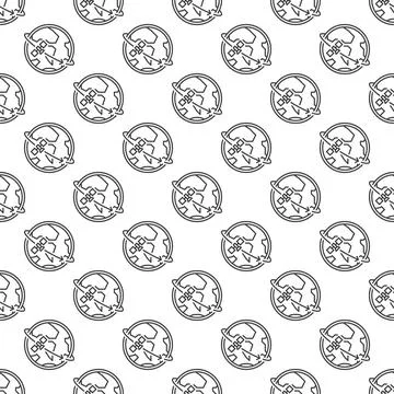 Satellite with Earth Planet vector concept line seamless pattern Stock Illustration