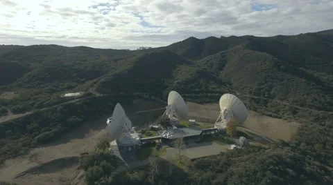 Satellite Earth Station installation in a remote  valley location Stock Footage 59742073