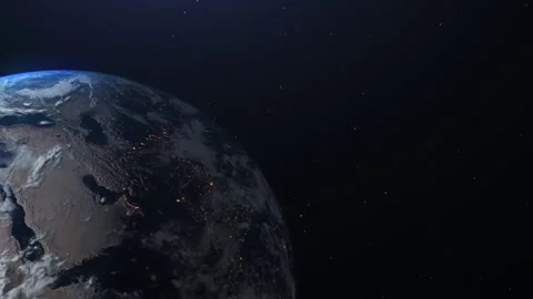 Satellite earth view from space. Rotating 3d earth 24 hours sunrise. Stock Footage 141920348