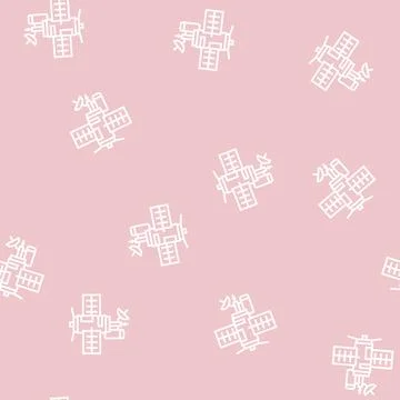 Satellite equipment line seamless pattern Stock Illustration