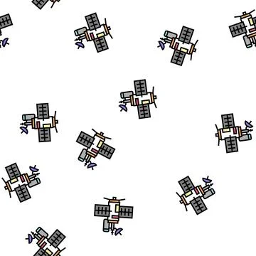 Satellite equipment vector seamless pattern Ilustración de archivo