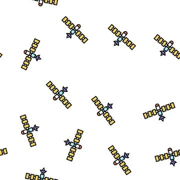 Satellite equipment vector seamless pattern Illustrazione stock