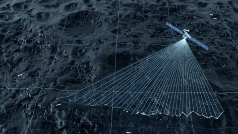Satellite exploration of the lunar surface Stock Footage 330064529