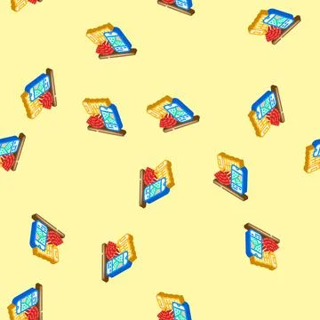 Satellite for field mapping isometric icon seamless pattern Stock Illustration