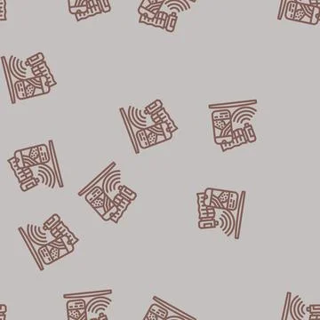 Satellite for field mapping line vector seamless pattern Stock Illustration