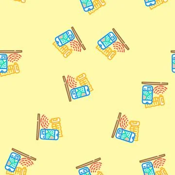 Satellite for field mapping vector seamless pattern Stock Illustration