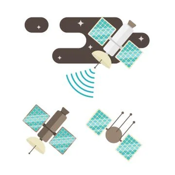 Satellite flat vector illustration kit Stock Illustration
