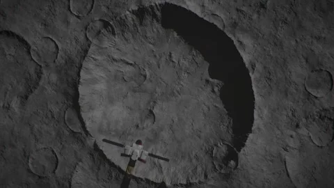 A satellite flies over the moon's surface Stock Footage 290080741