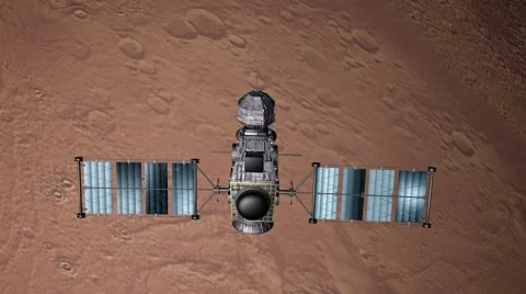 Satellite flying around Mars (4k 29.97 FPS) Stock Footage 46320919