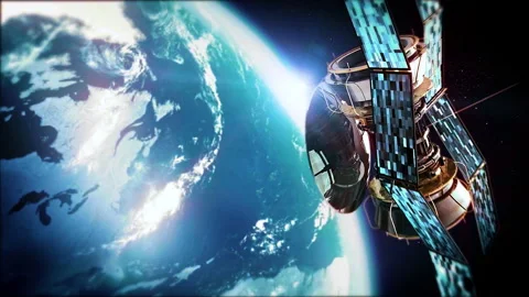 Satellite Flying Over The Earth Video stock 245091031