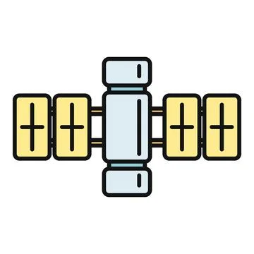 Satellite for global communication and space technology icon Stock Illustration