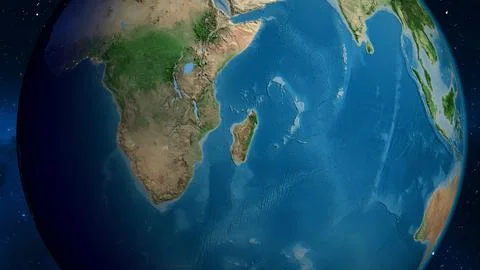Satellite globe map centered on Madagascar Stock Illustration