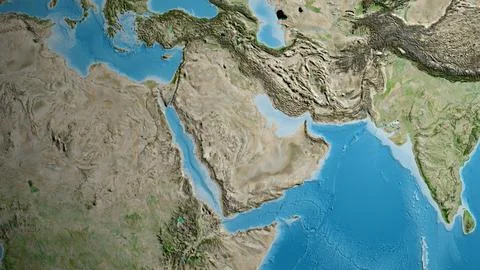 Satellite globe map centered on Saudi Arabia Stock Illustration