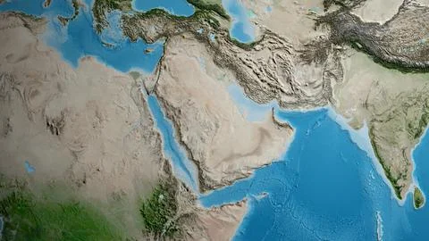 Satellite globe map centered on Saudi Arabia Stock Illustration