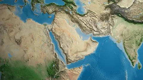 Satellite globe map centered on Saudi Arabia Stock Illustration