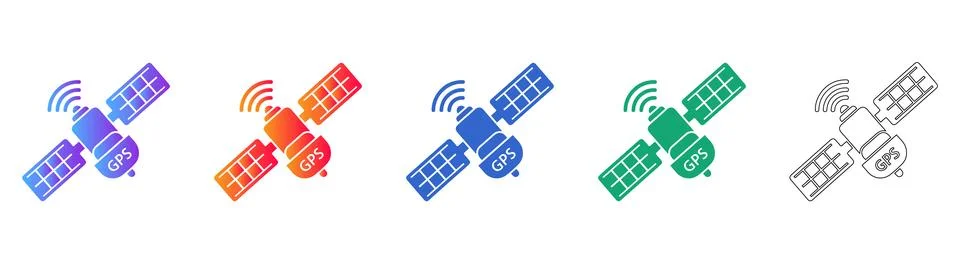Satellite GPS Navigation Icon Set Stock Illustration