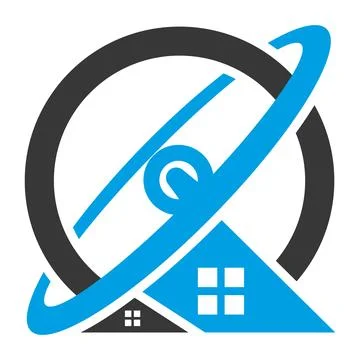 Satellite House Technology Connection Logo Design Template Vector 库存插图