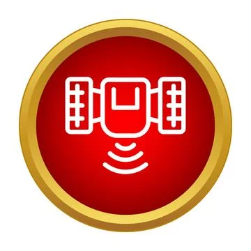 Satellite icon broadcasting signal in orbit technology イラスト素材