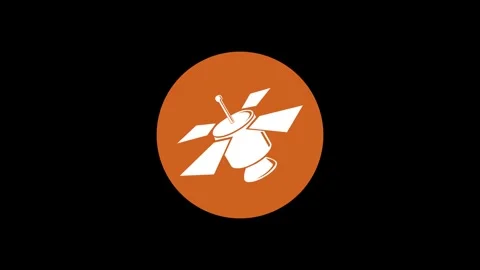 Satellite icon brown color simple shape circle animation black background Видео 279098554