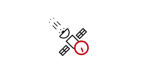 A satellite icon featuring a red clock animation isolated on white background Stock-Footage 332597384