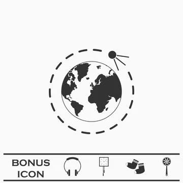 Satellite icon flat Stock Illustration