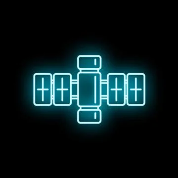 Satellite icon glowing in space technology concept Stock Illustration