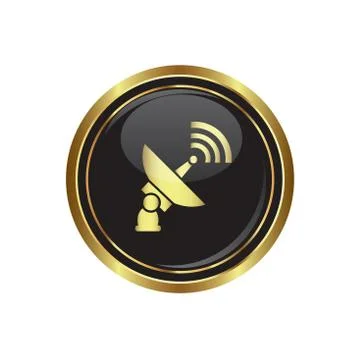 Satellite icon gold Stock Illustration