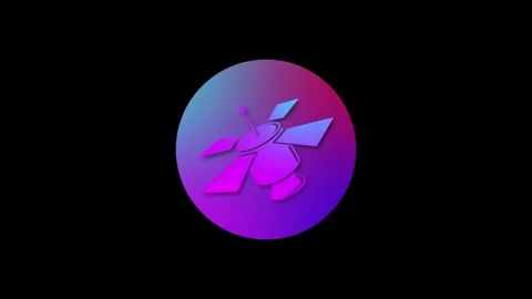 Satellite icon gradient colorful simple shape circle animation black background Stock Footage 279098567