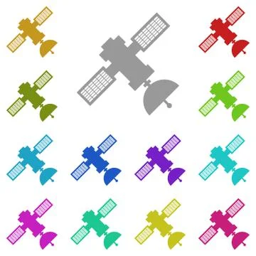 Satellite icon in multi color. Simple glyph vector of Technology set for UI a Stock Illustration