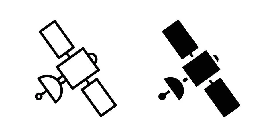 Satellite icon silhouette vector set. thin line pack Stock Illustration