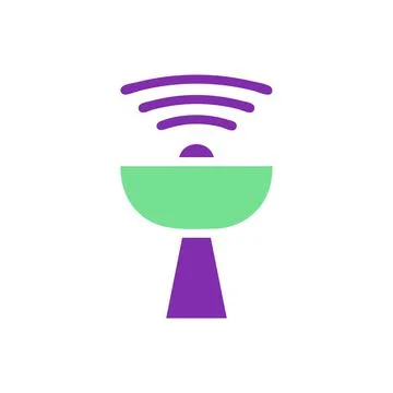 Satellite icon solid purple green colour universe symbol perfect. Stock Illustration