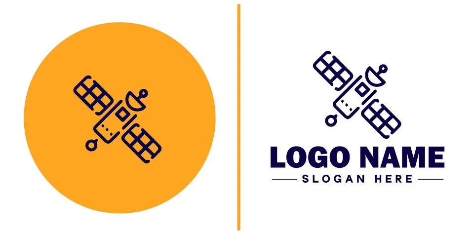 Satellite icon technology communication flat satellite logo sign symbol edi.. Stock Illustration