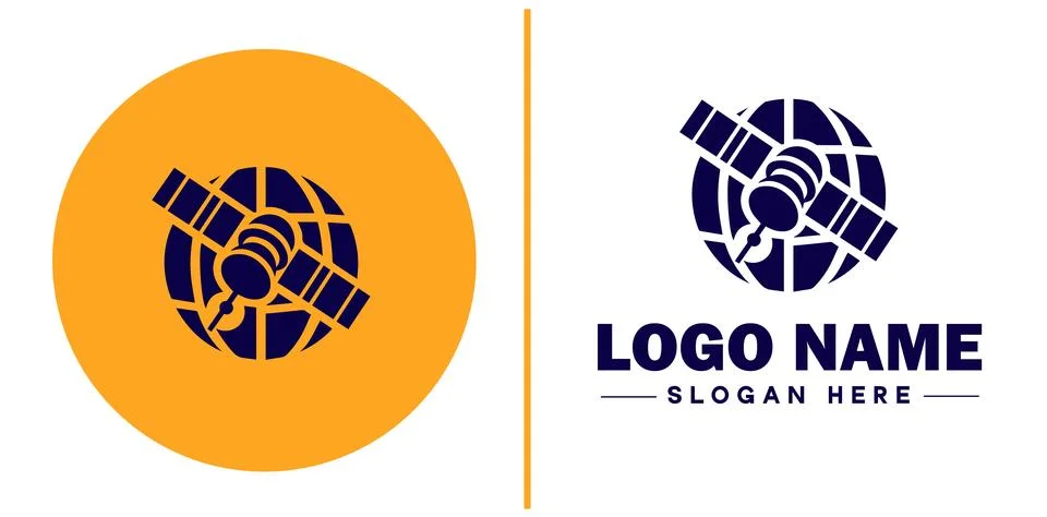 Satellite icon technology communication flat satellite logo sign symbol edi.. Illustrazione stock