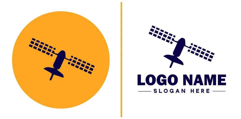 Satellite icon technology communication flat satellite logo sign symbol edi.. Stock Illustration