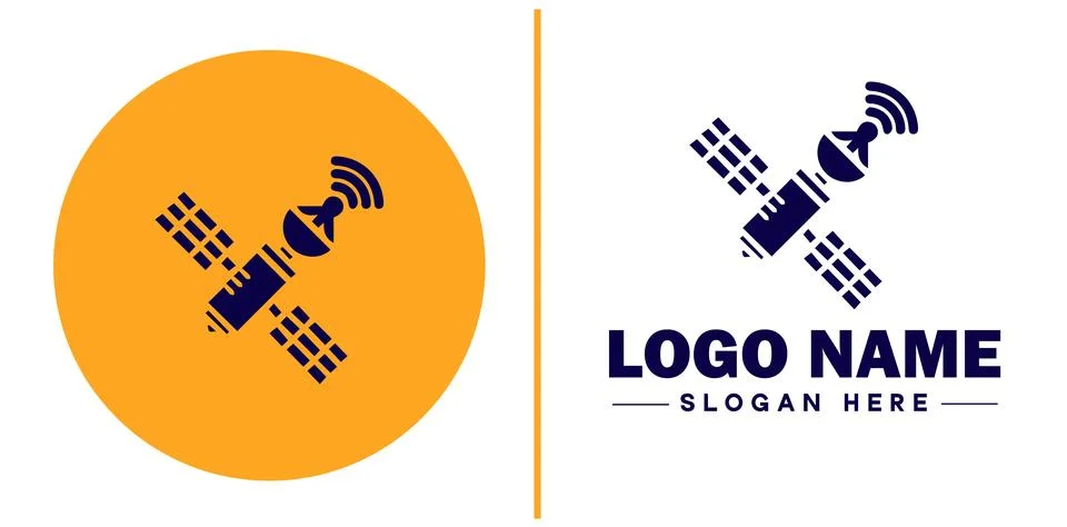 Satellite icon technology communication flat satellite logo sign symbol edi.. Stock Illustration