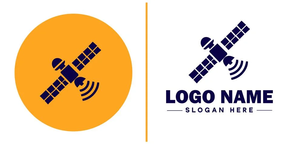 Satellite icon technology communication flat satellite logo sign symbol edi.. Stock Illustration