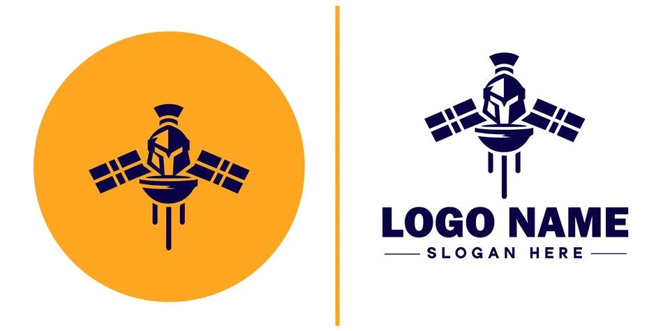 Satellite icon technology communication flat satellite logo sign symbol edi.. Stock Illustration