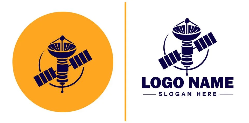 Satellite icon technology communication flat satellite logo sign symbol edi.. Illustrazione stock