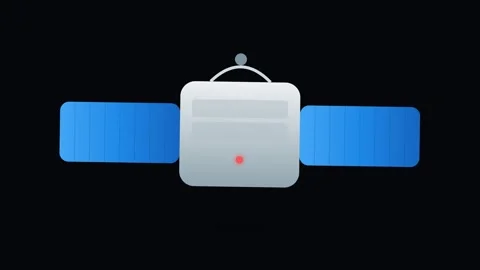 Satellite Icon with Unfolding Solar Panel Wings and Blue Gradient Detail Stock-Footage 346130680
