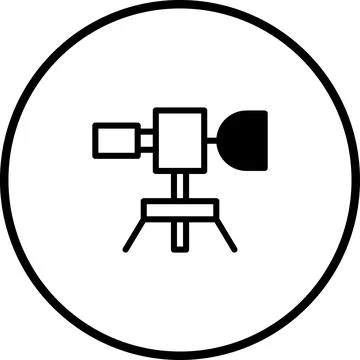 Satellite Icon Vector Illustration in Circular Frame, Technology Symbol Desig Stock Illustration