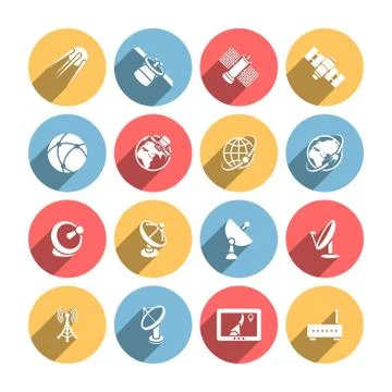 Satellite icons set Stock Illustration