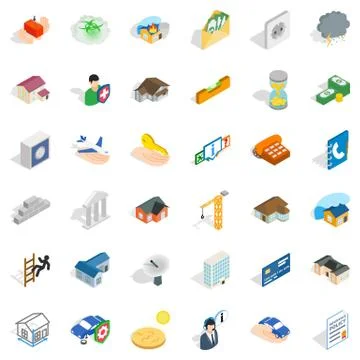Satellite icons set, isometric style Stock Illustration