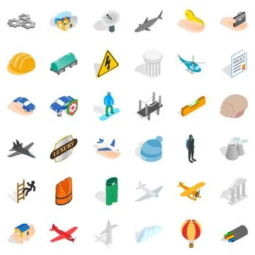 Satellite icons set, isometric style Stock Illustration