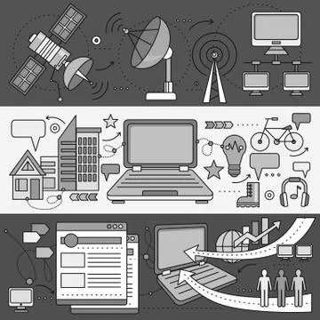 Satellite Internet Global Network Providers Stock Illustration