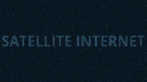 SATELLITE INTERNET text consisting of many symbols on computer monitor. 3d Illustrazione stock