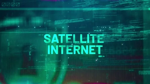 Satellite Internet Word on High Technology Futuristic Background Stock Footage 343629461