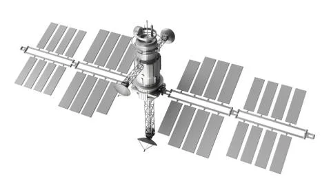 Satellite isolated over white background Illustrazione stock