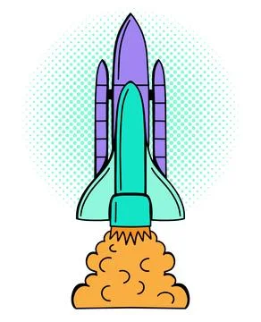 Satellite launch in sky vector Illustrazione stock